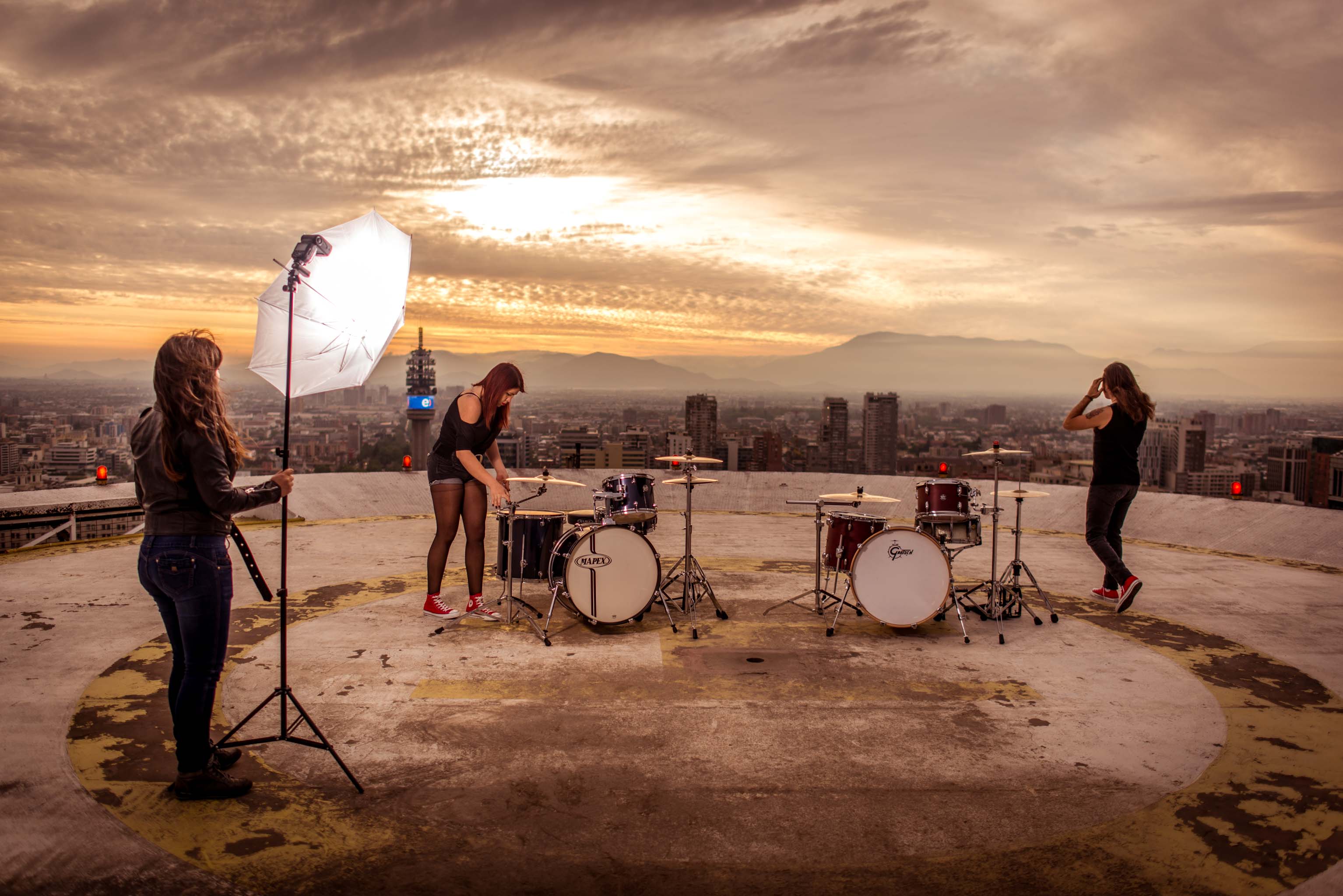 sesion pre boda-helipuerto santiago-sesion atardecer-sesion bateristas-pre boda santiago