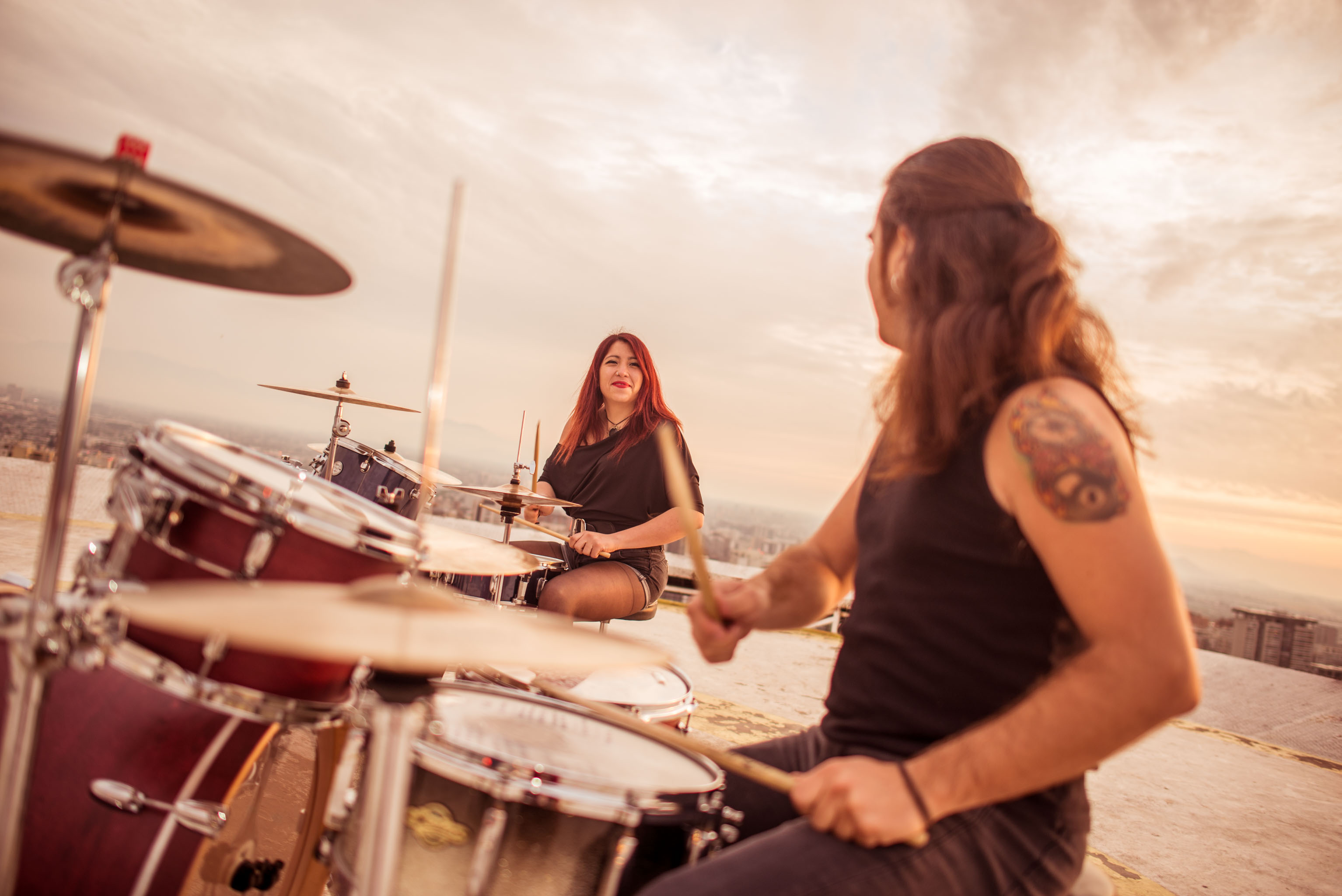 sesion pre boda-helipuerto santiago-sesion atardecer-sesion bateristas-pre boda santiago
