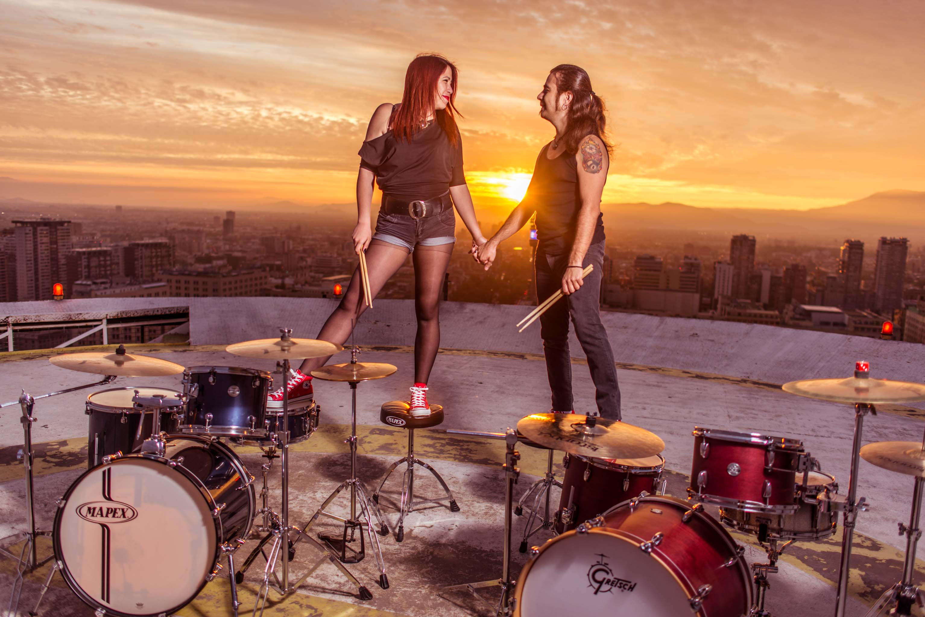 sesion pre boda-helipuerto santiago-sesion atardecer-sesion bateristas-pre boda santiago