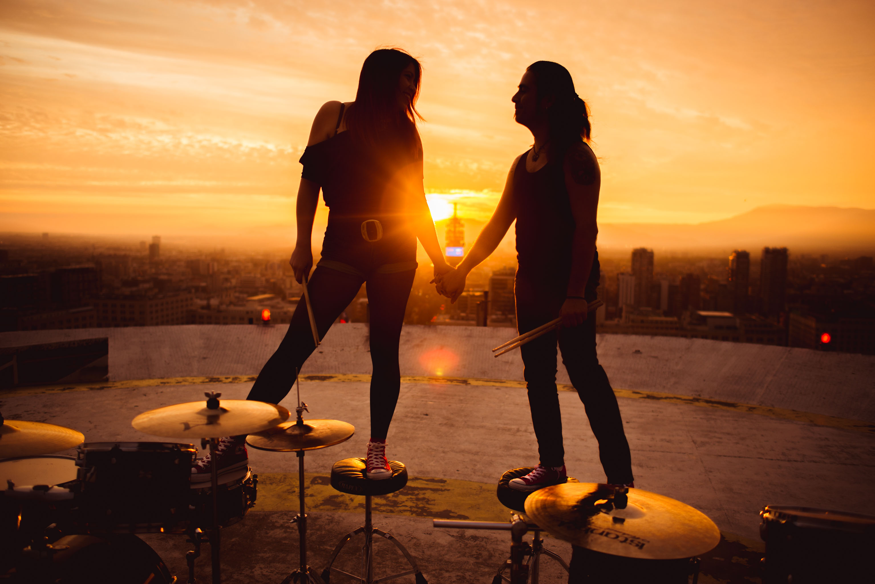 sesion pre boda-helipuerto santiago-sesion atardecer-sesion bateristas-pre boda santiago